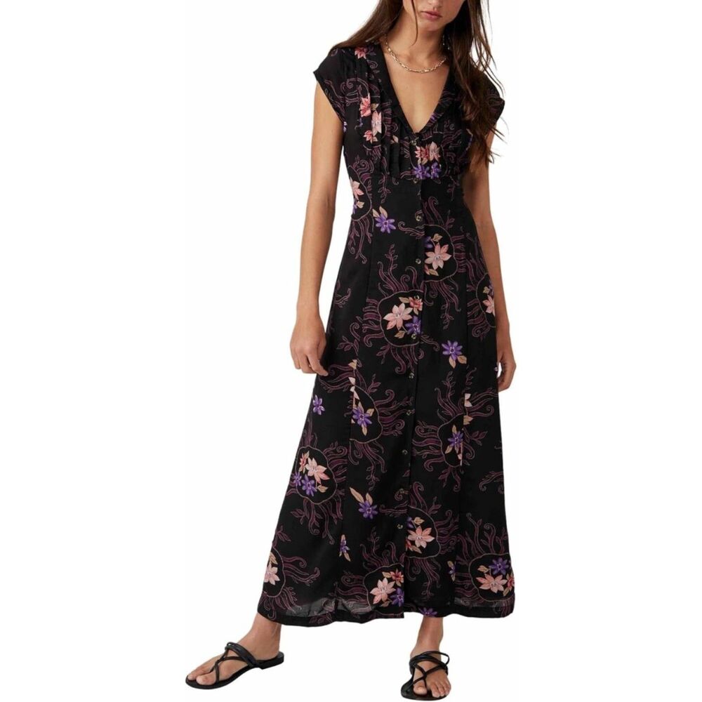 Free People Rosemary Printed Midi‎ Night Combo, XS (Women's 0-2)